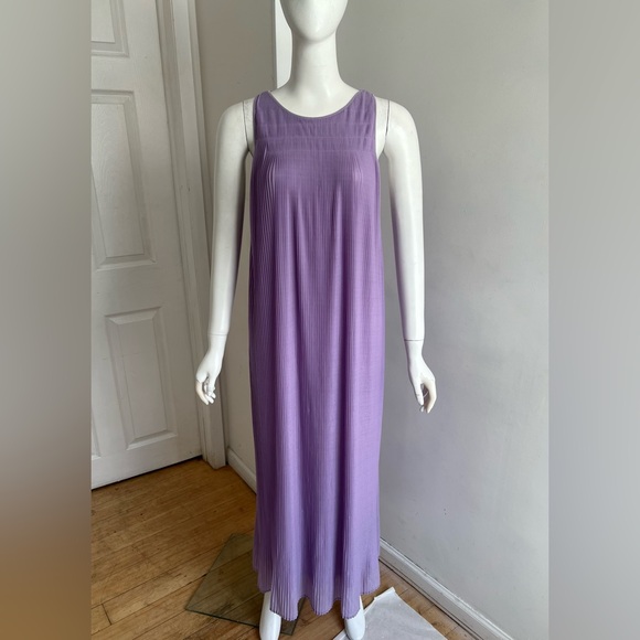 Massimo Dutti Womans Maxi Dress Size M Purple Pleated Flaw - Picture 2 of 8